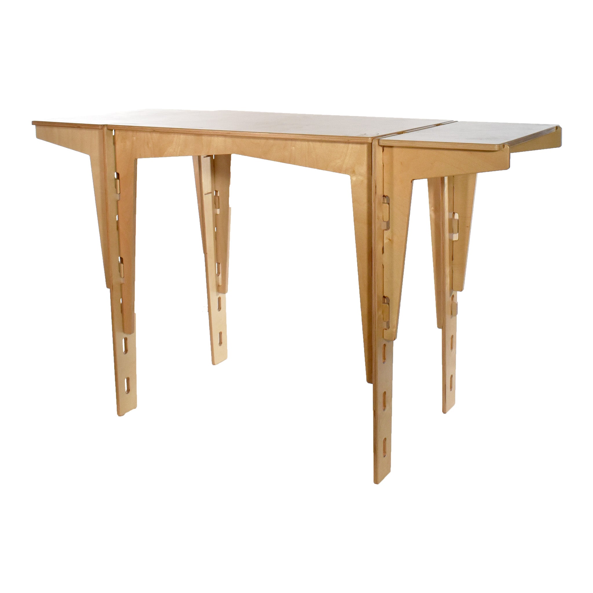 A sustainable MOD5 Adjustable Modular Desk with Two Shelves by FiVO, made of FSC-certified wood.