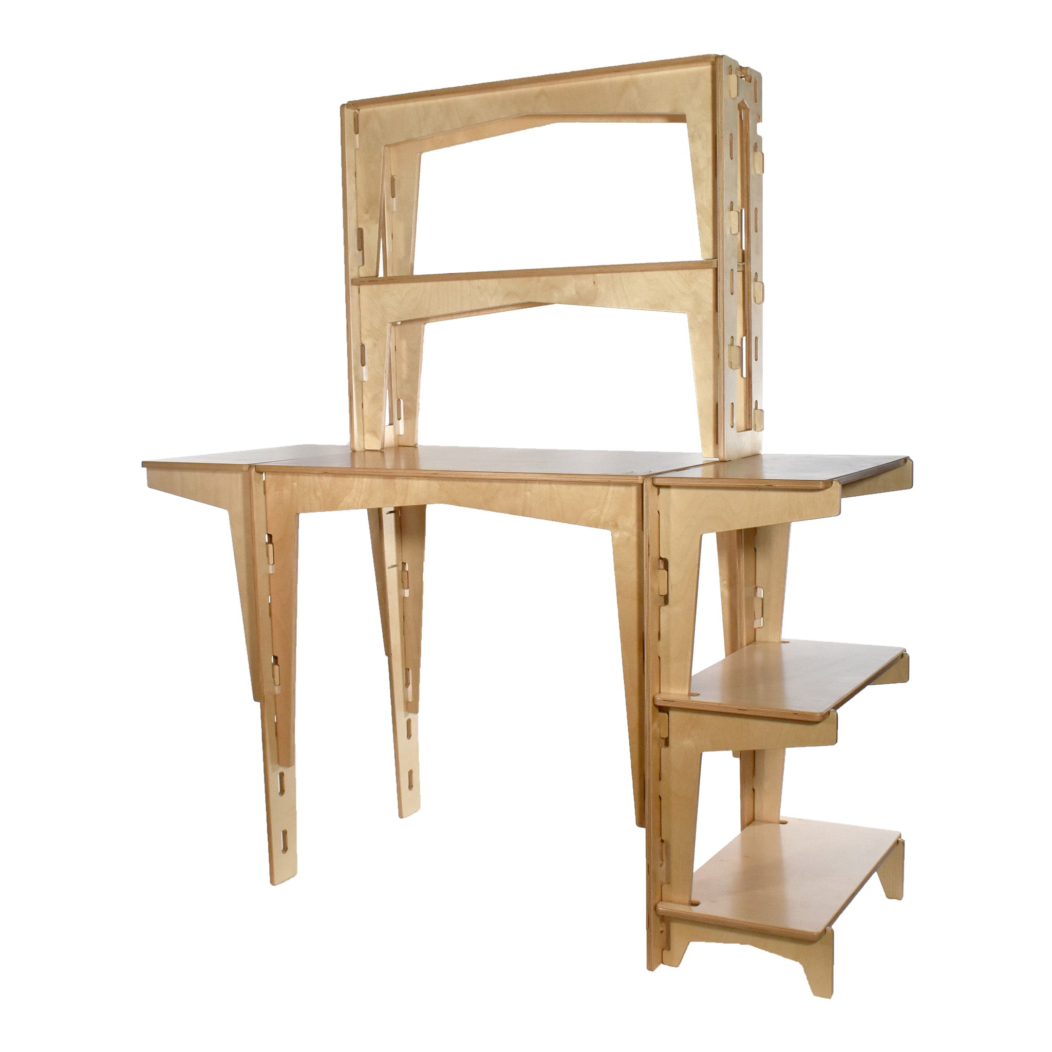 A sustainable MOD5 PRO Adjustable Modular Desk/Kitchen Hutch made of FSC-certified wood by FiVO.
