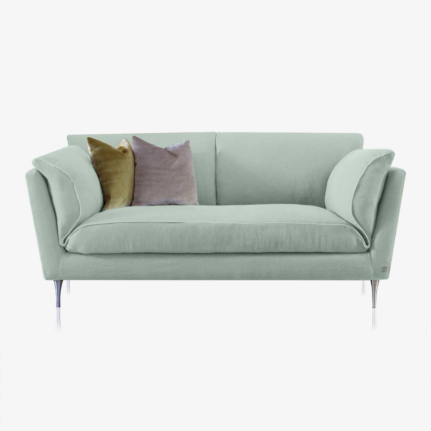 A sustainable Casquet Classic Sofa, made of FSC-certified wood by Biosofa, in light grey.