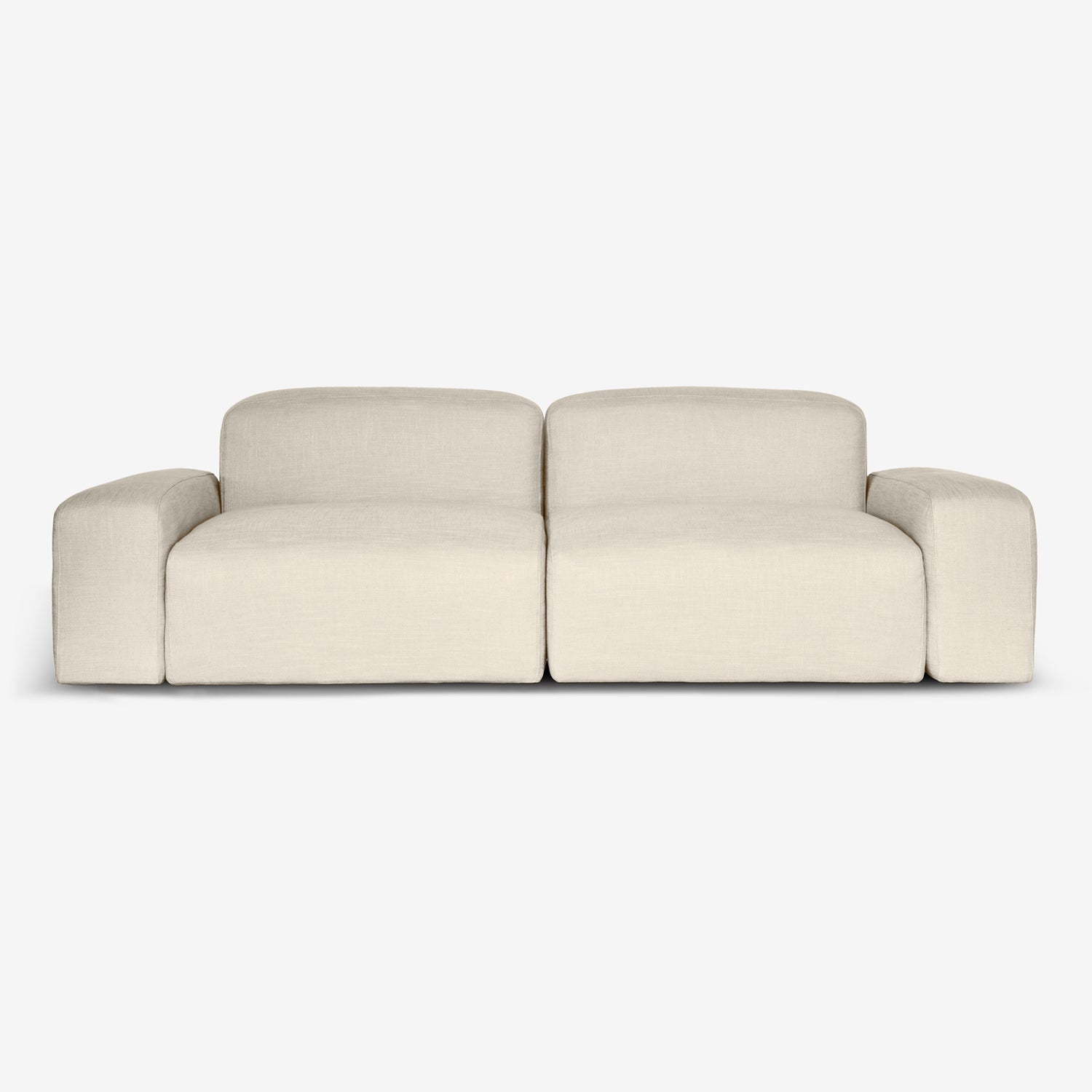 A sustainable two-seater Libero Sofa made of FSC-certified wood by Biosofa, in white.