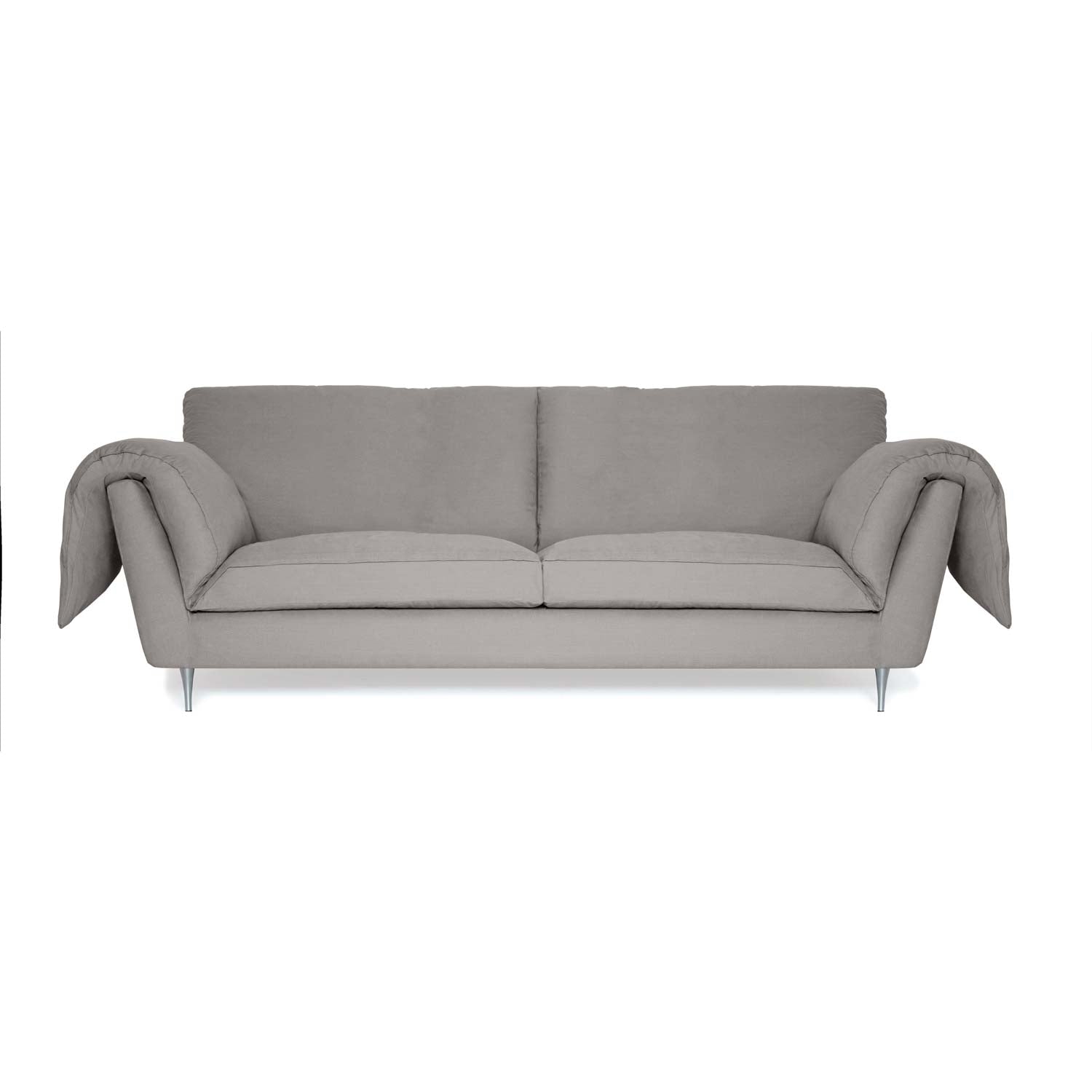 A sustainable Casquet Sofa with Wings, made of FSC-certified wood by Biosofa, in light gray color.