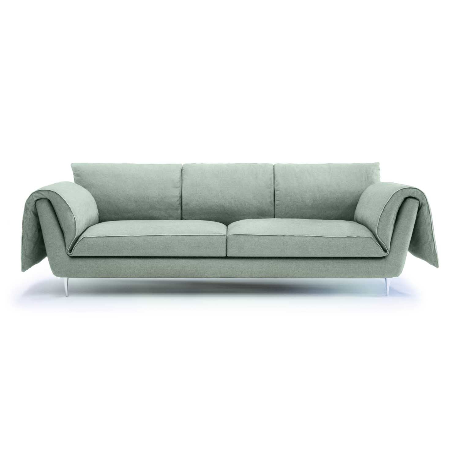 A sustainable Casquet Sofa with Wings, made of FSC-certified wood by Biosofa, in light grey.