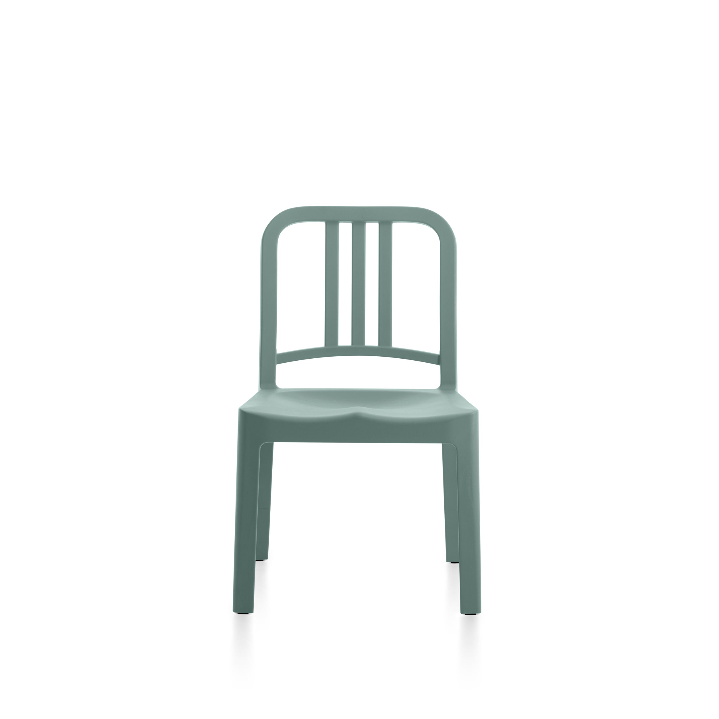 A recycled plastic mini 111 Navy Chair by Emeco, in light blue, made from plastic bottles