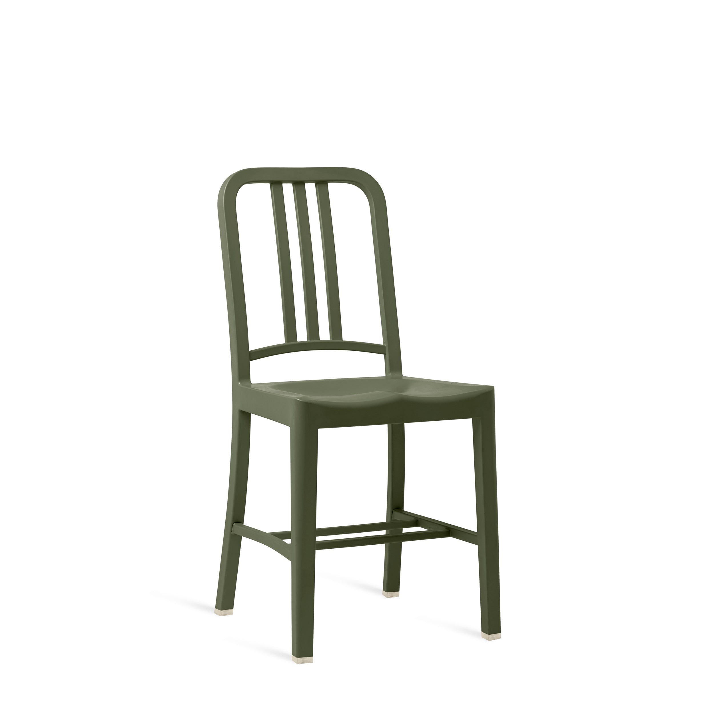 A recycled plastic 111 Navy Chair by Emeco, in green.