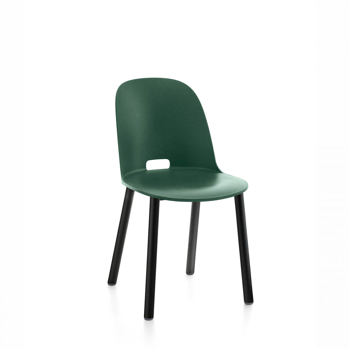 An Alfi recycled chair by Emeco, in green with black coated legs.
