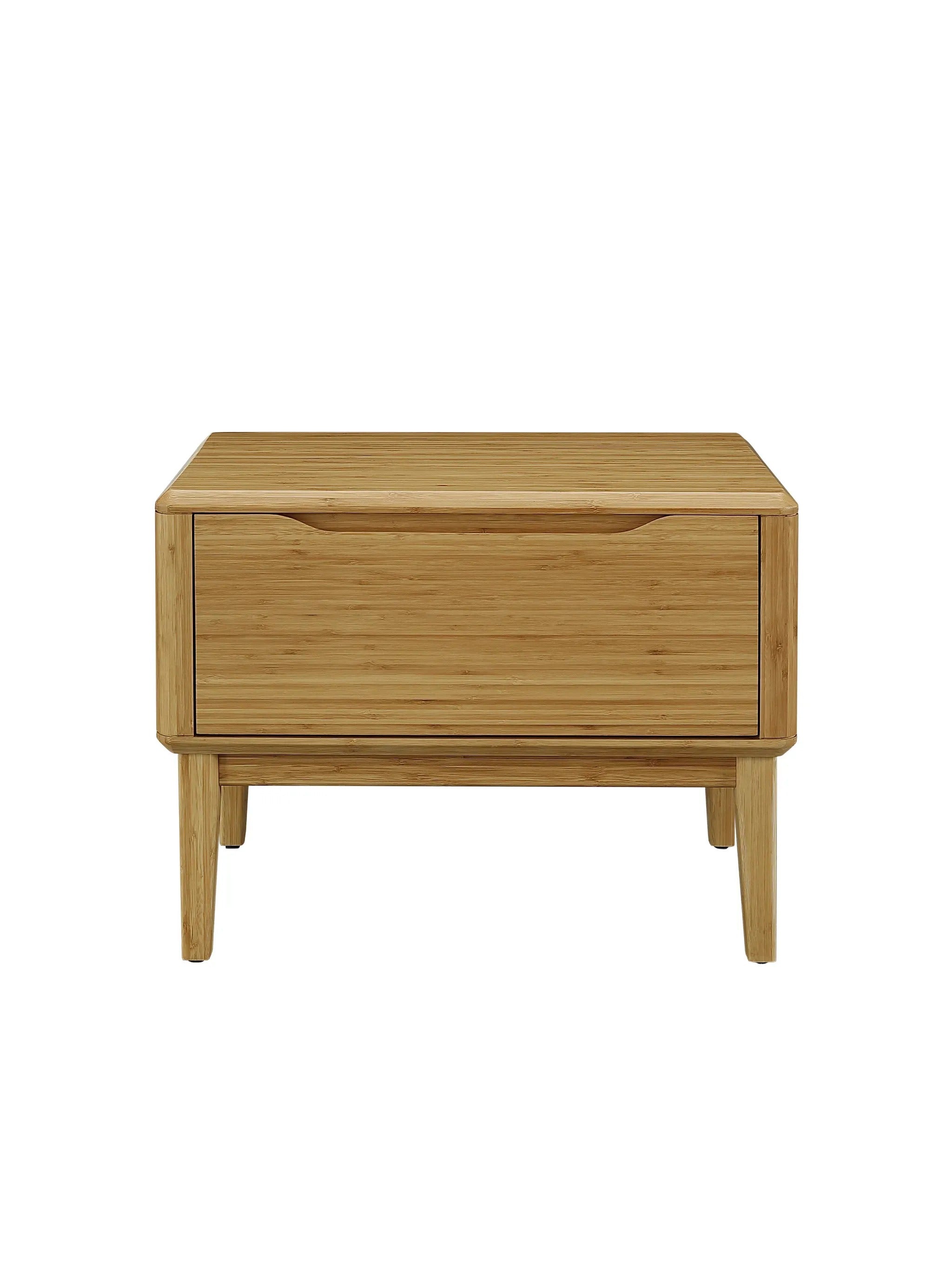 A renewable Currant Bamboo Nightstand by Greenington, in caramel color.