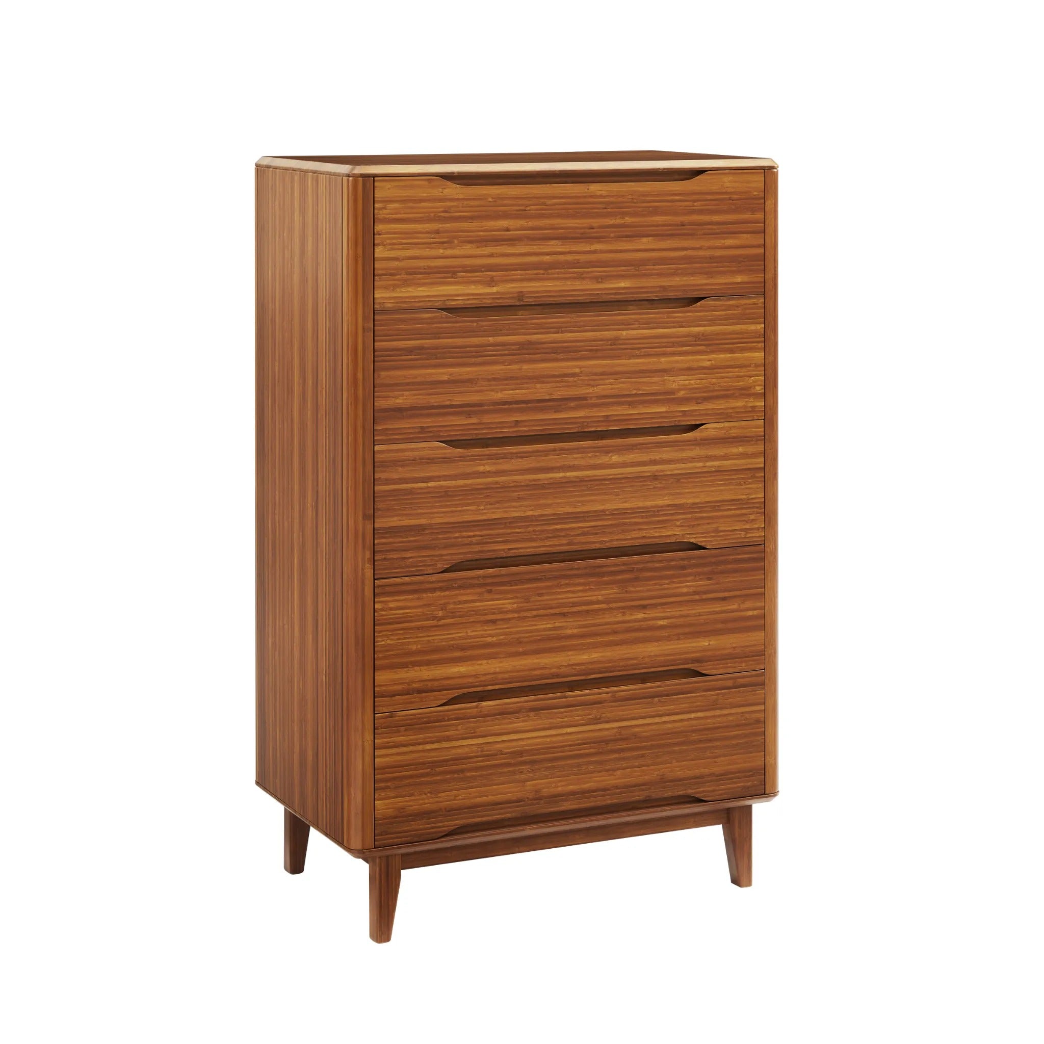 A portrait of the renewable Currant Bamboo High Dresser by Greenington, in amber color.