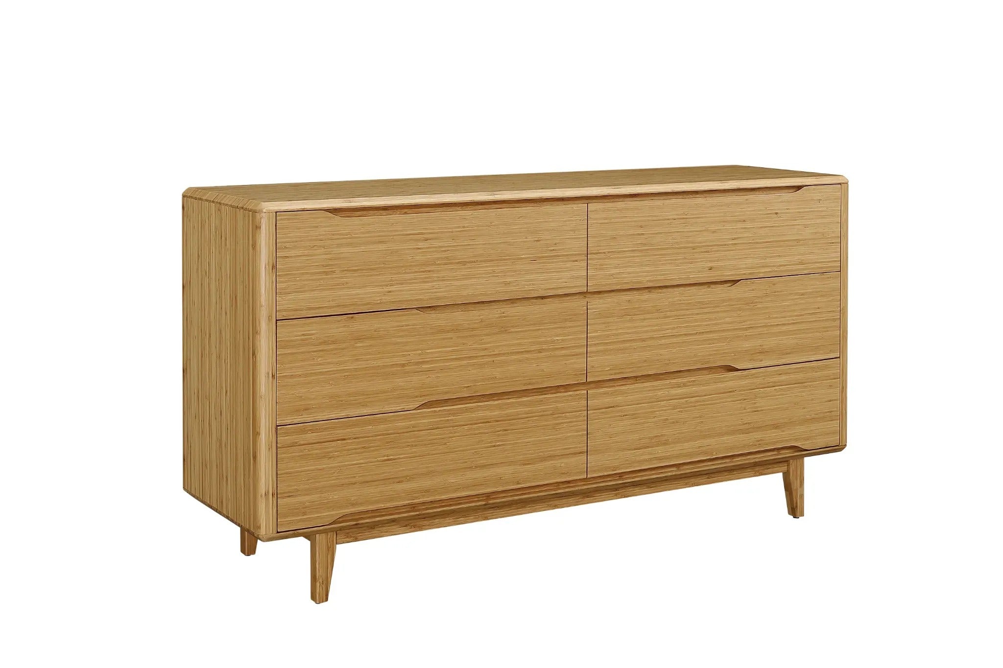 A portrait of the renewable Currant Bamboo Low Dresser by Greenington, in caramel color.