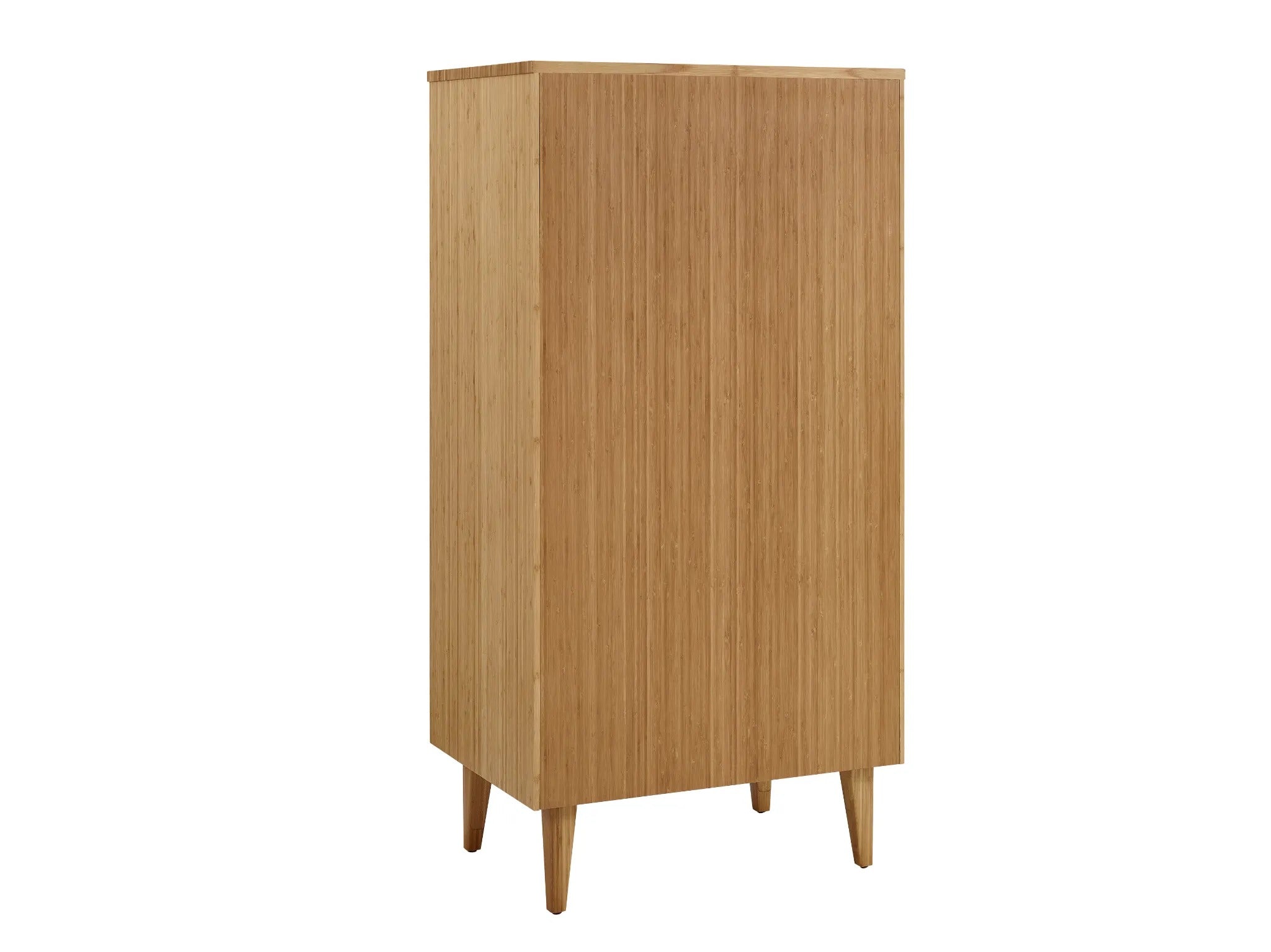 A renewable Sienna Bamboo High Dresser by Greenington, back view.