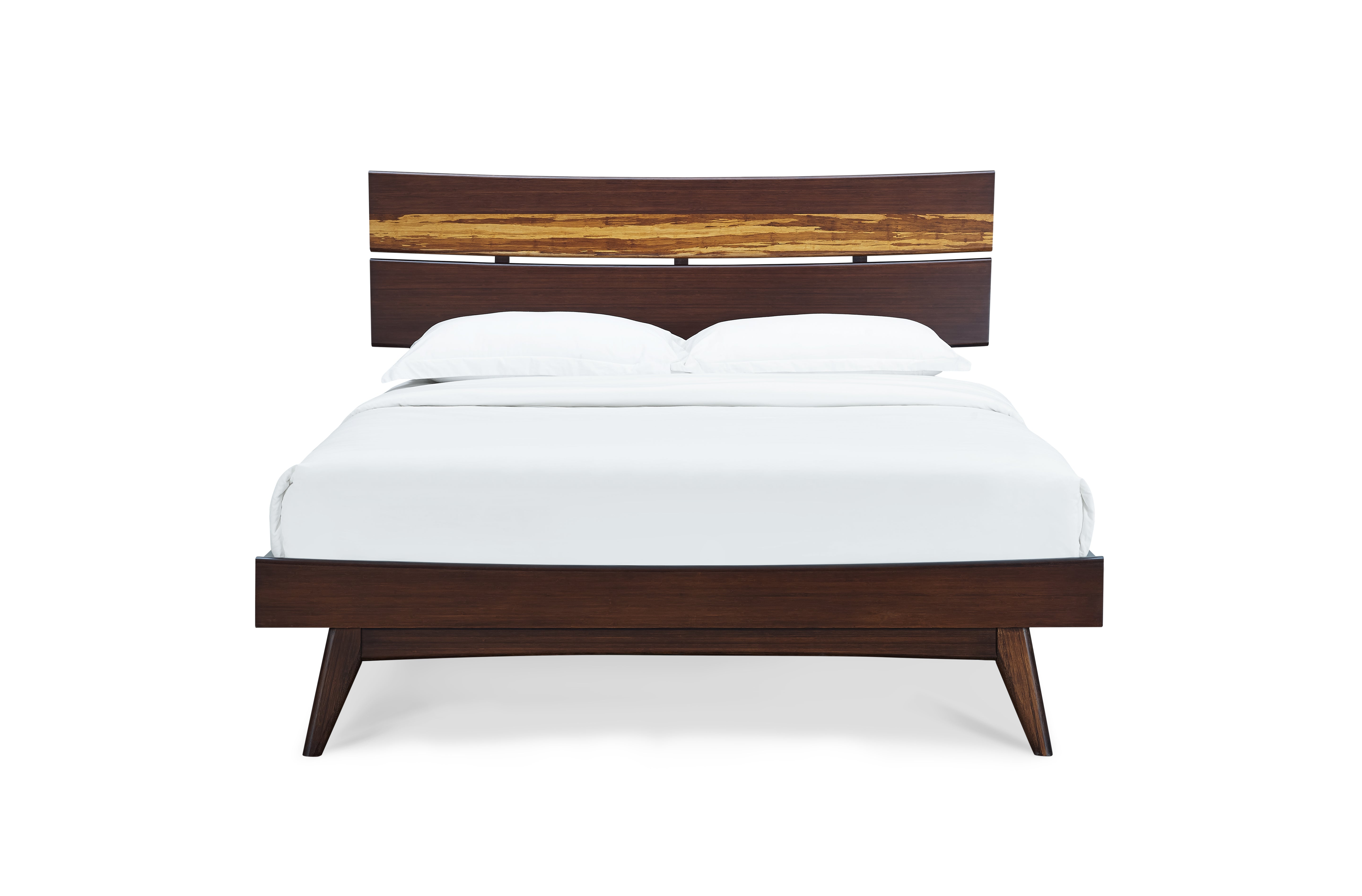 A renewable Azara Bamboo Bedframe by Greenington, in sable color.