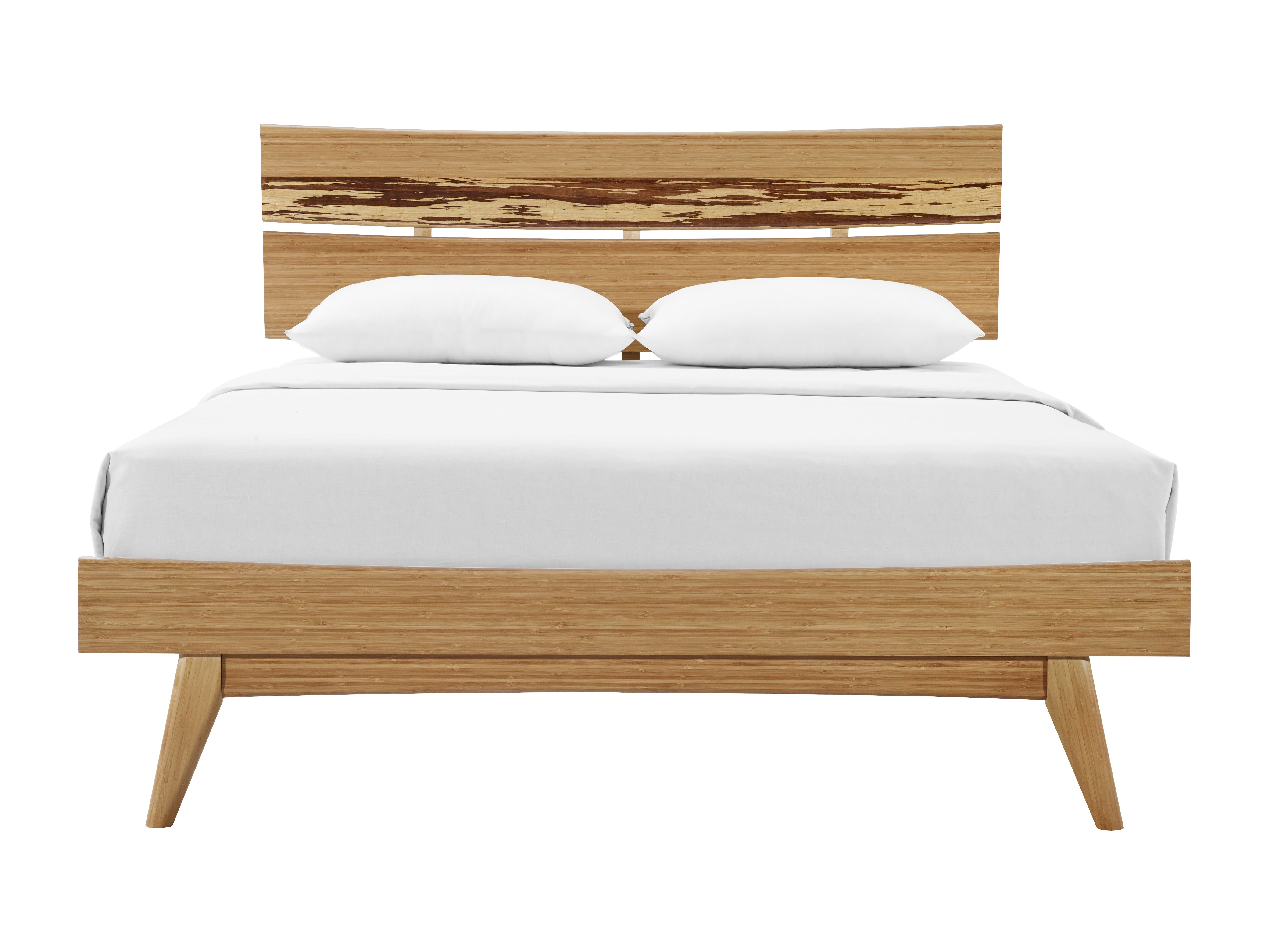 A renewable Azara Bamboo Bedframe by Greenington, in caramel color.