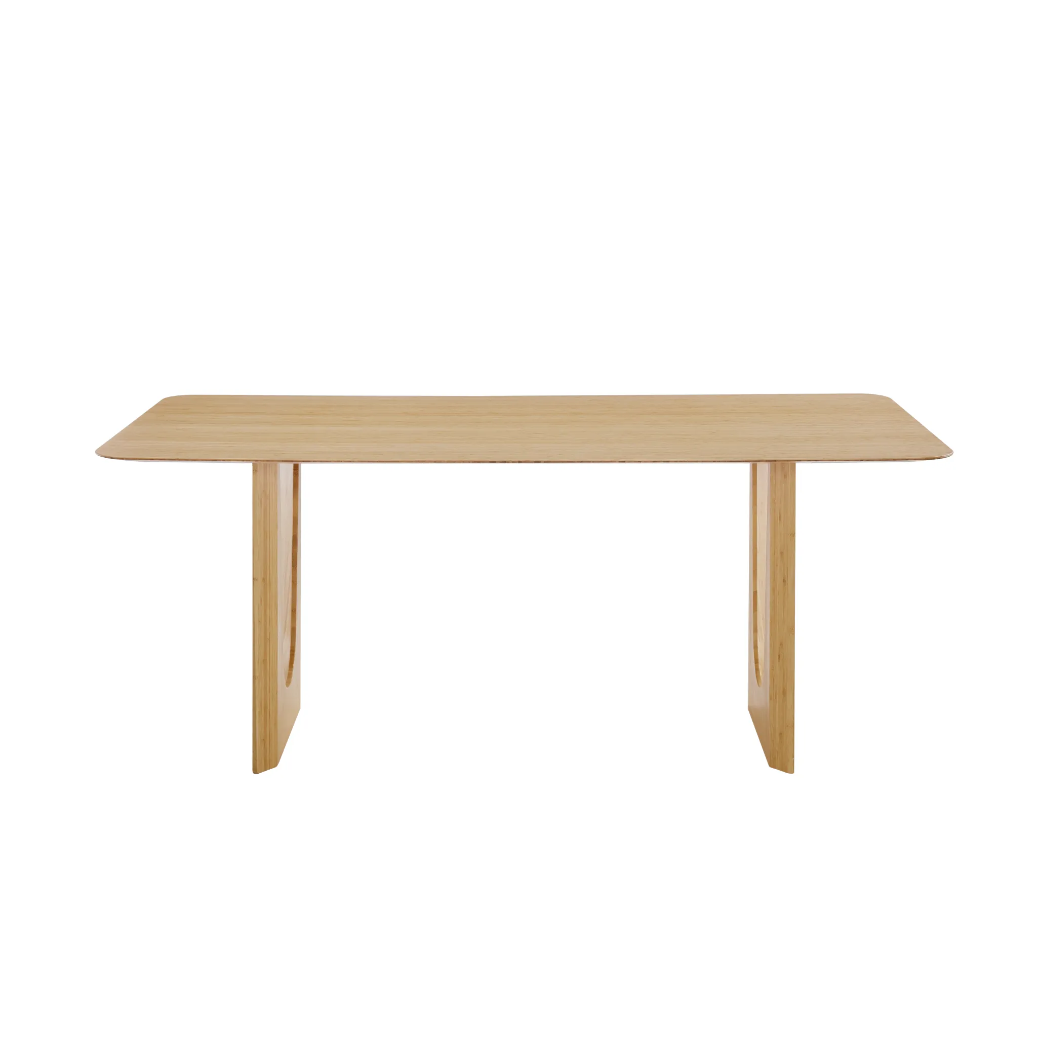 An eco-friendly Hanna Bamboo Dining Table by Greenington, front view.