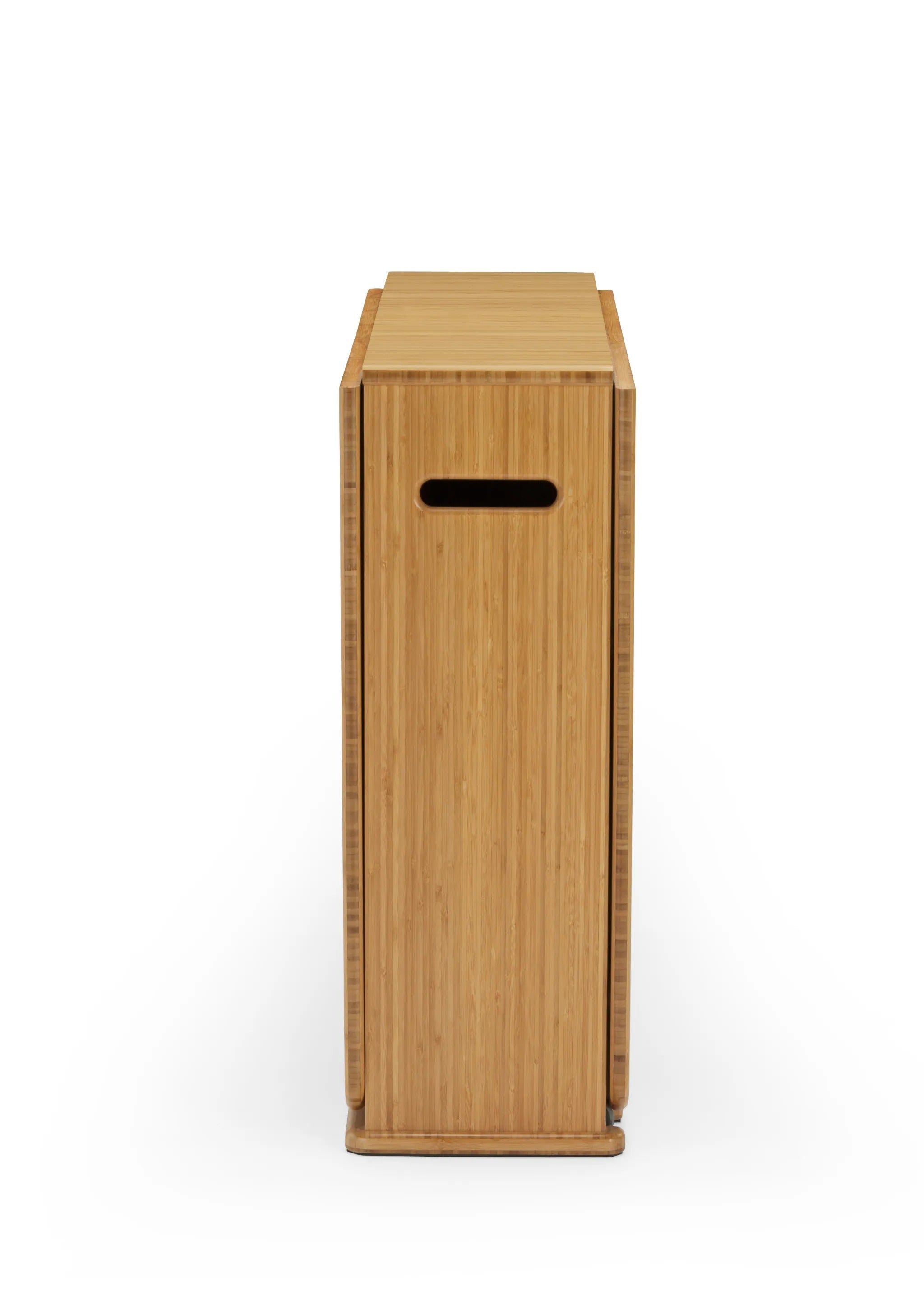 A renewable Linden Gateleg Dropleaf Dining Table by Greenington, compacted.