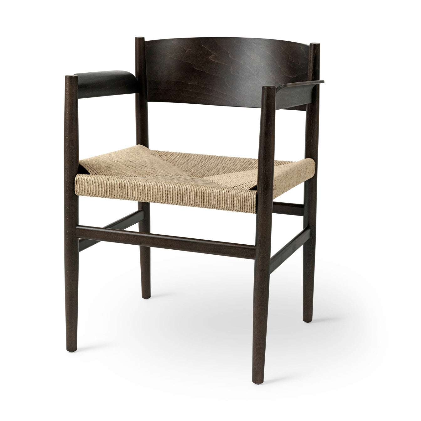 An eco-friendly Nestor Armchair made of FSC-certified wood by Mater, in grey natural.
