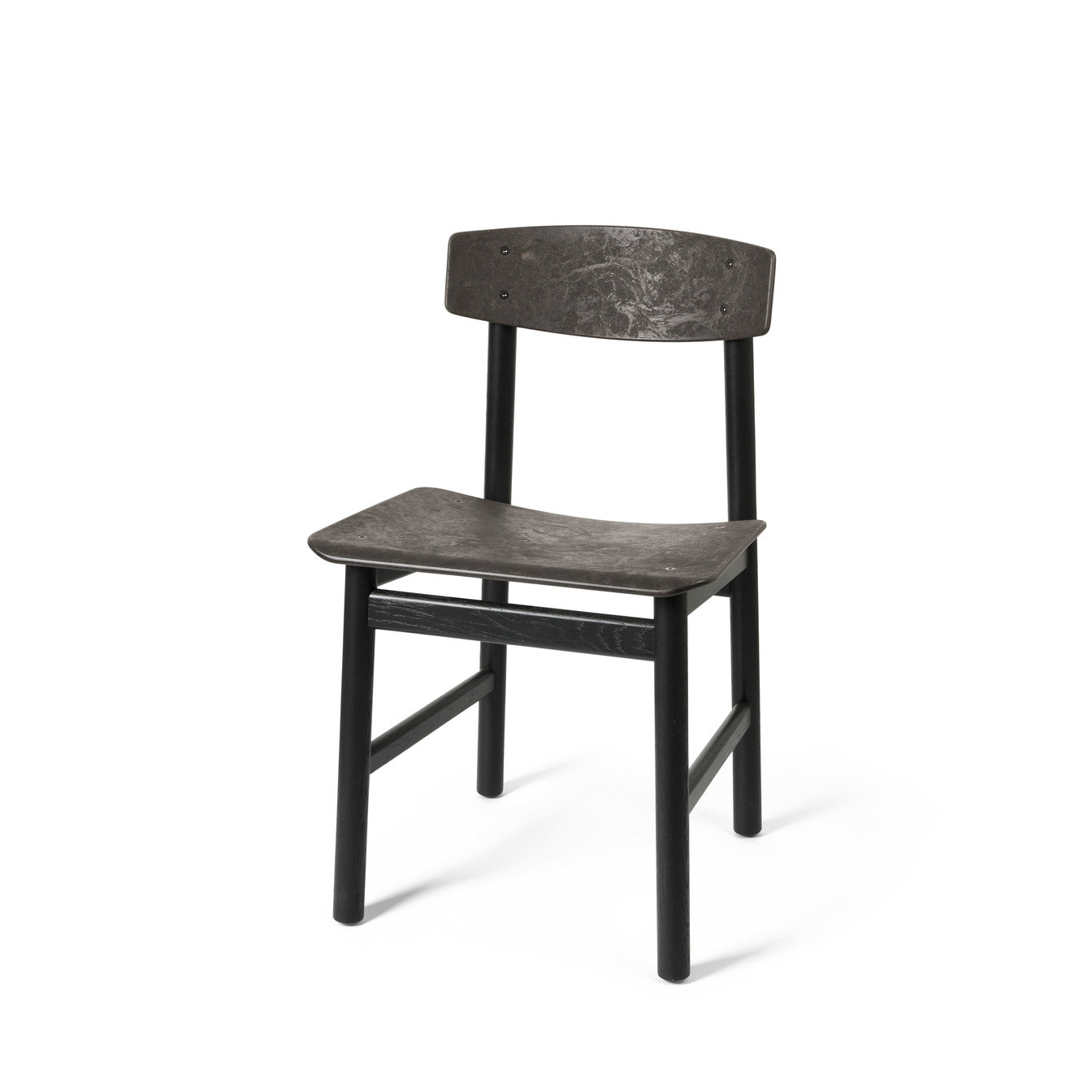 A black Conscious chair made with recycled coffee waste, by Mater.