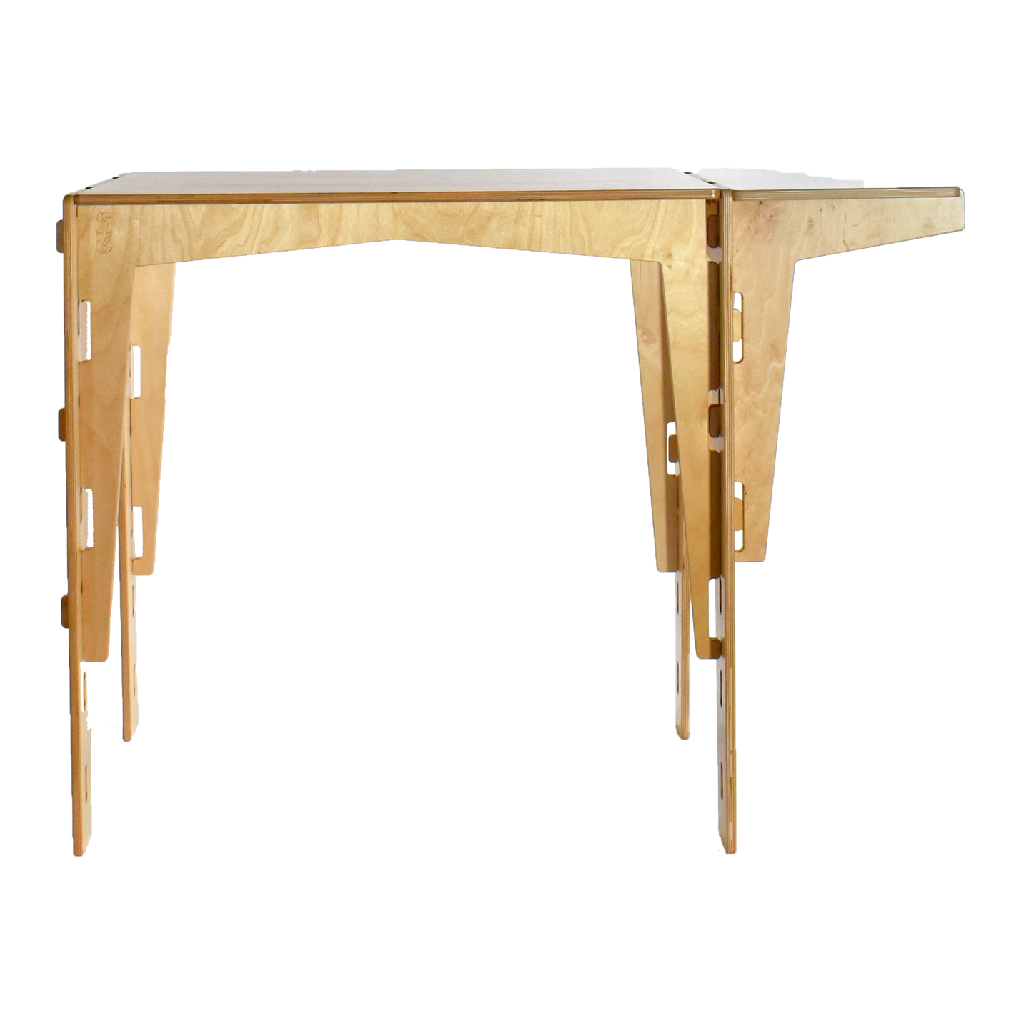 A handcrafted MOD5 Adjustable Modular Desk made of FSC-certified wood by FiVO, front view.