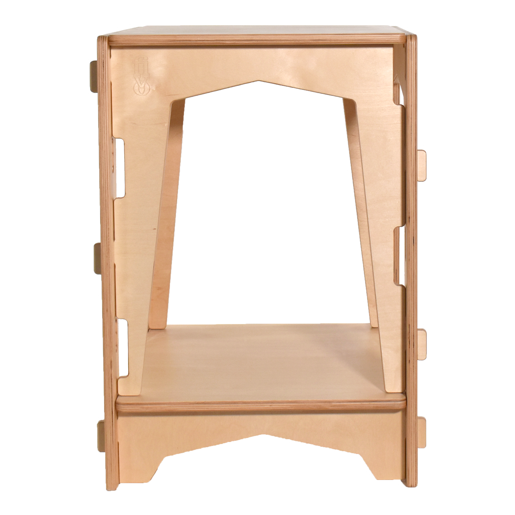 A sustainable Coffi Table made of FSC-certified wood by FiVO, side view.