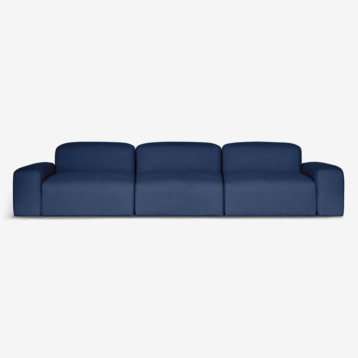 A sustainable three-seater Libero Sofa made of FSC-certified wood by Biosofa, in navy blue.