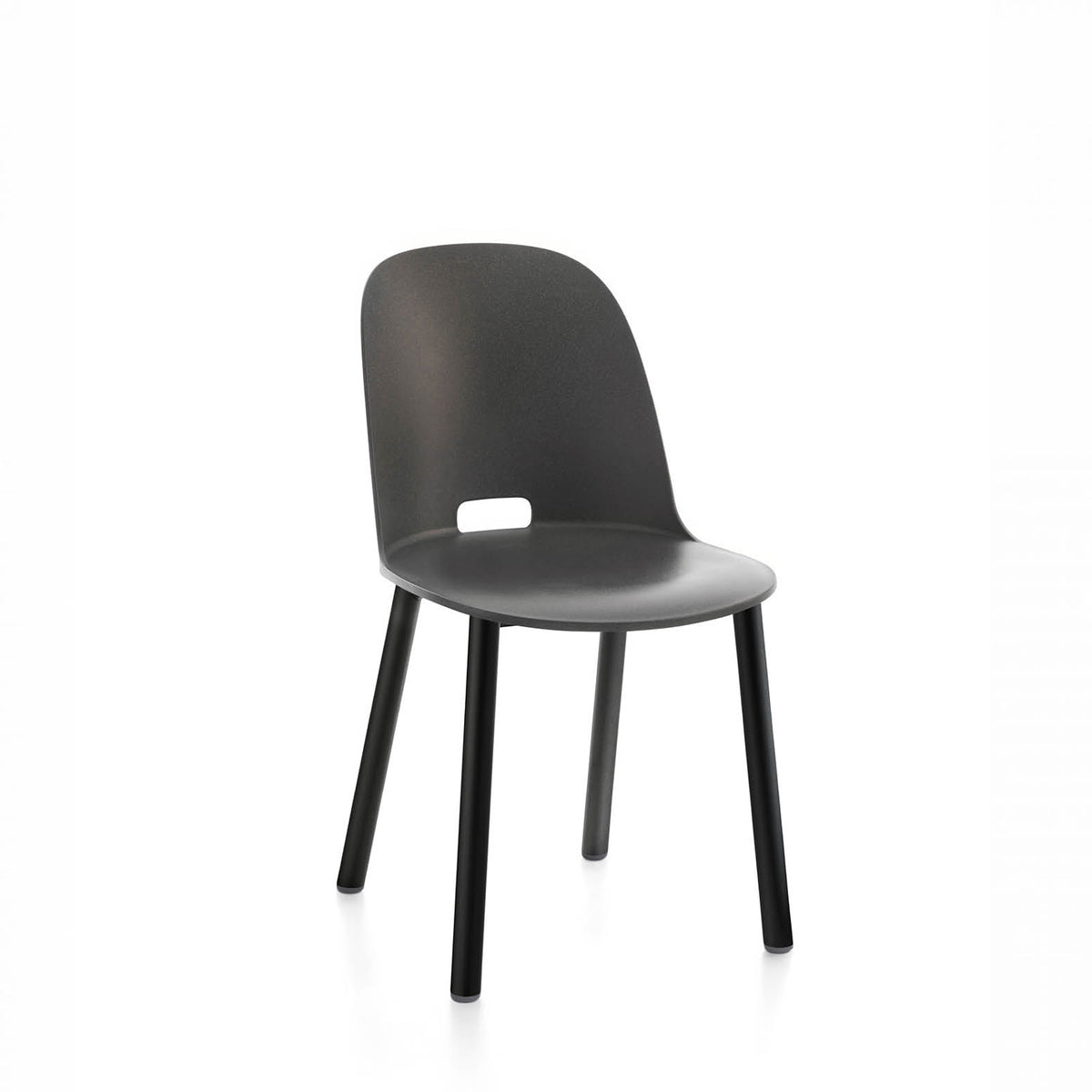An Alfi recycled chair by Emeco, in grey with black coated legs.