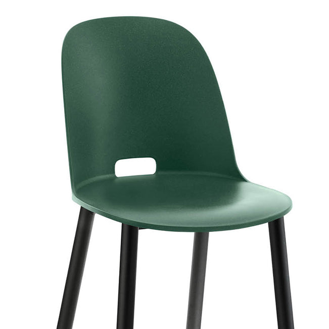 A closer look at the Alfi recycled chair by Emeco, in green.