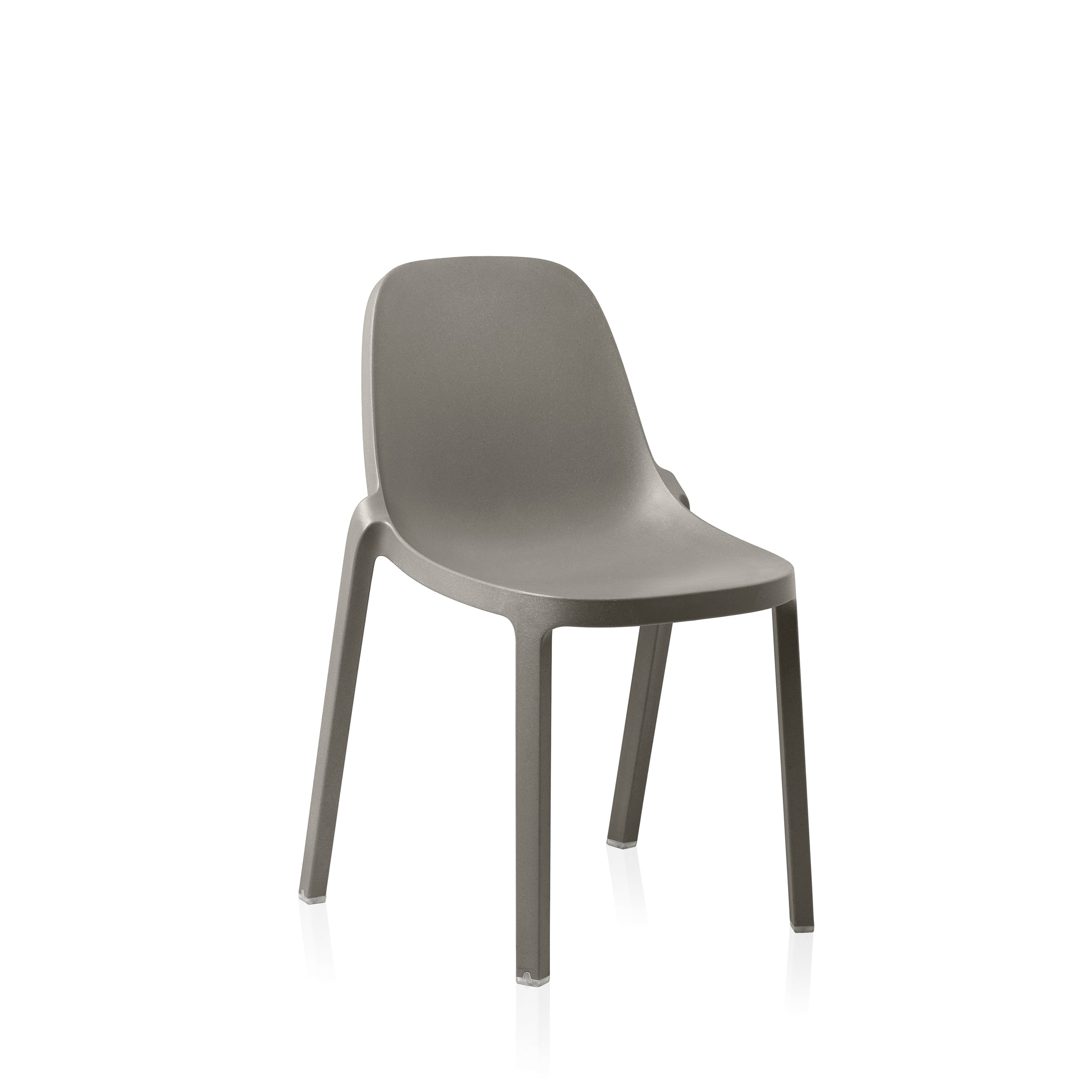 A recycled Broom Chair by Emeco, in light grey.