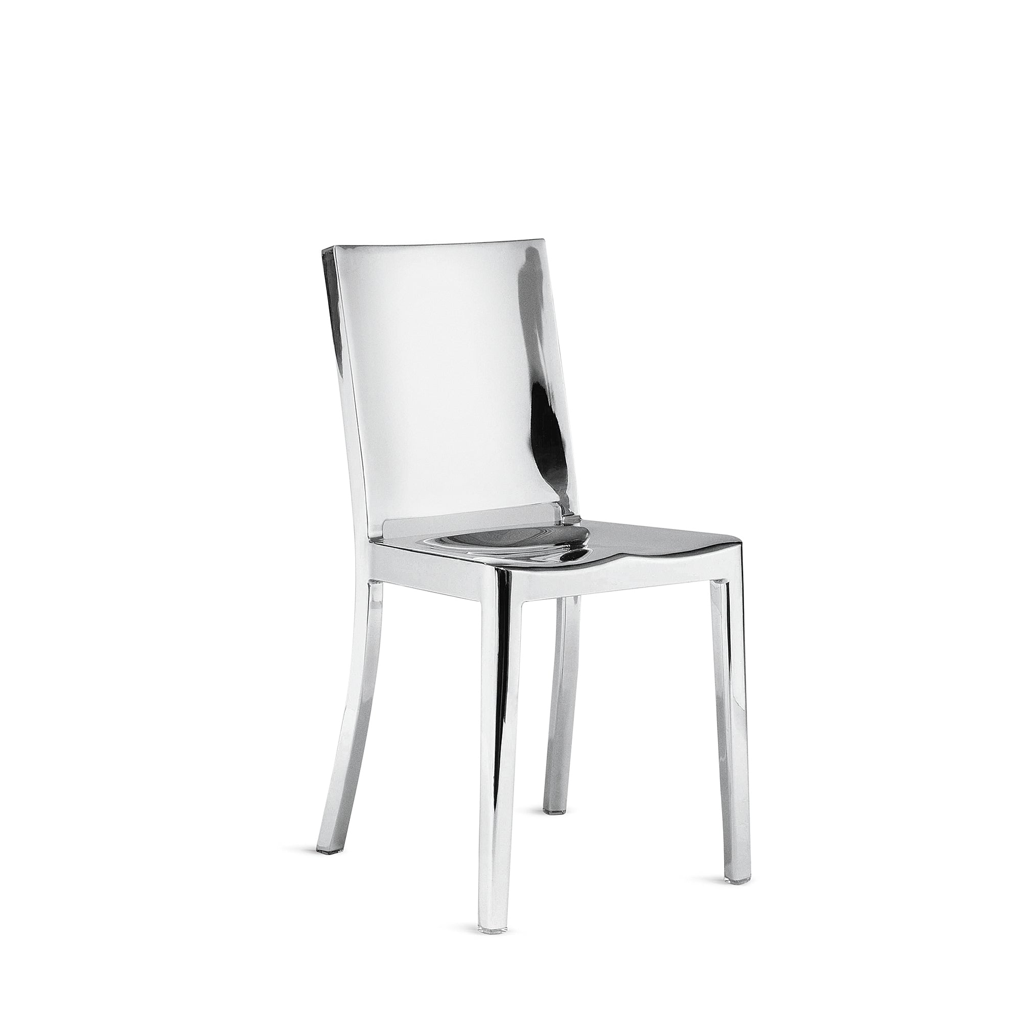A recycled metal Hudson Chair by Emeco, in a polished finish.