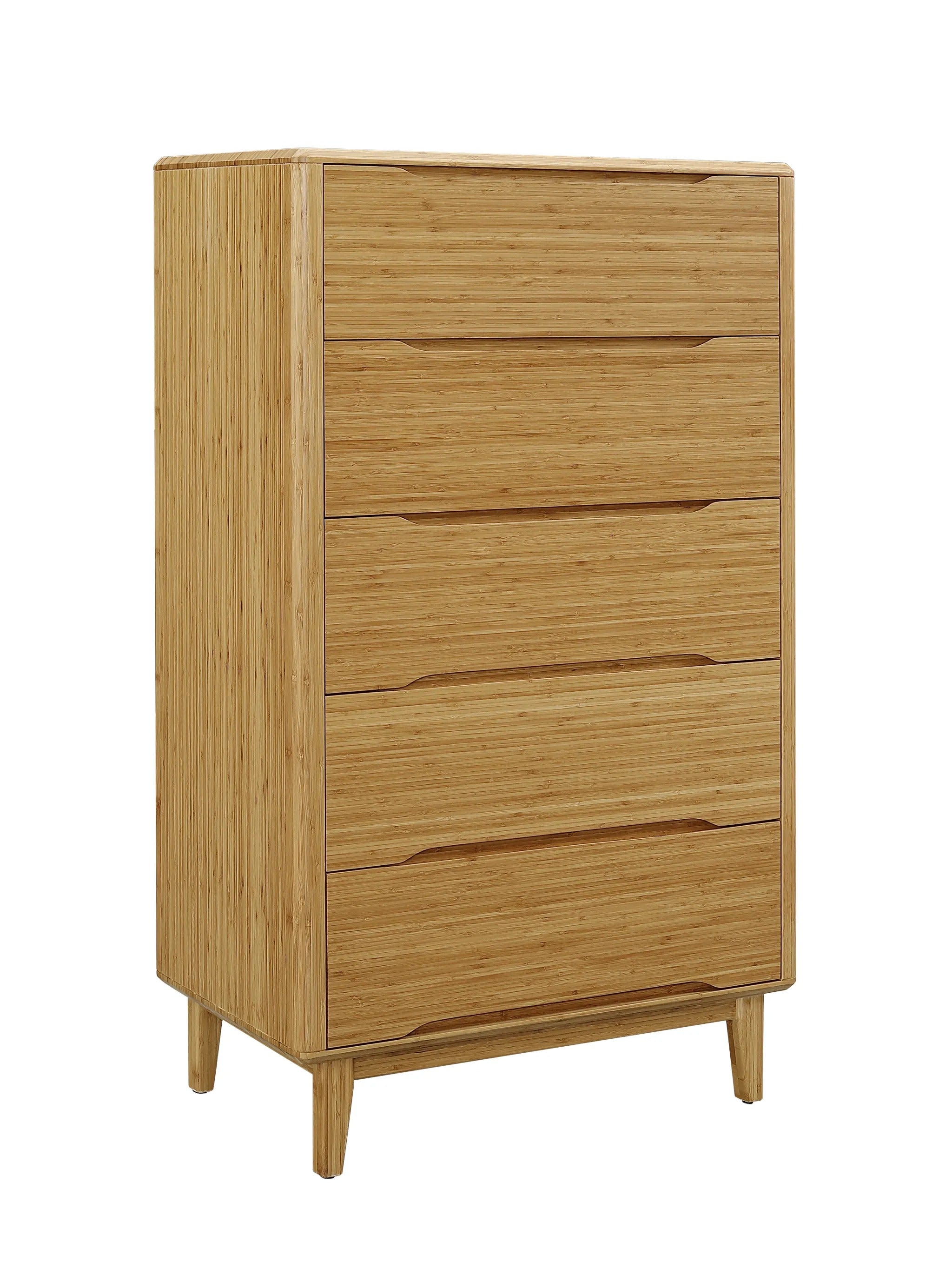 A portrait of the renewable Currant Bamboo High Dresser by Greenington, in caramel color.