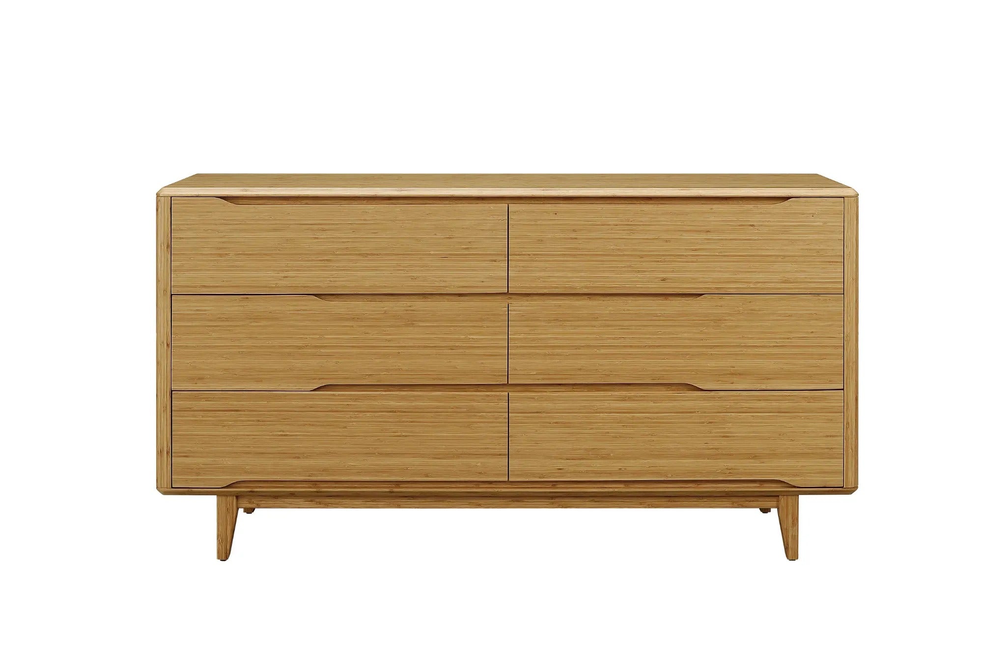 A renewable Currant Bamboo Low Dresser by Greenington, in caramel color.