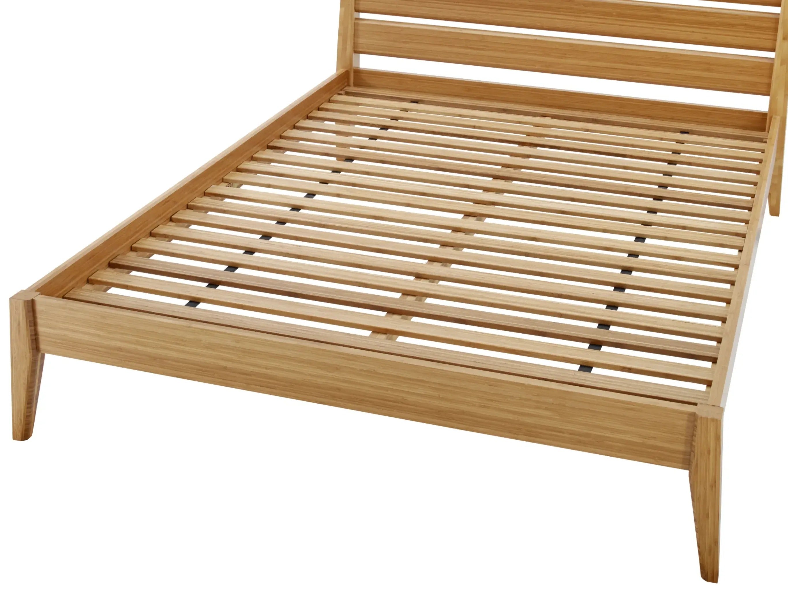 The slatted base of the sustainable Sienna Bamboo Bedframe by Greenington.