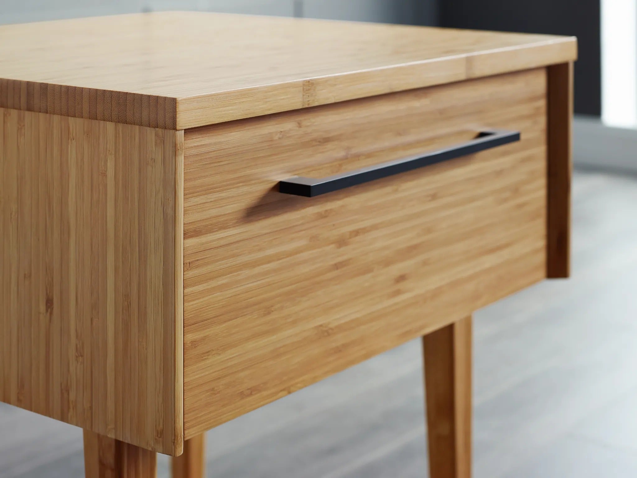 A close-up look at the eco-friendly Sienna Bamboo Nightstand by Greenington.