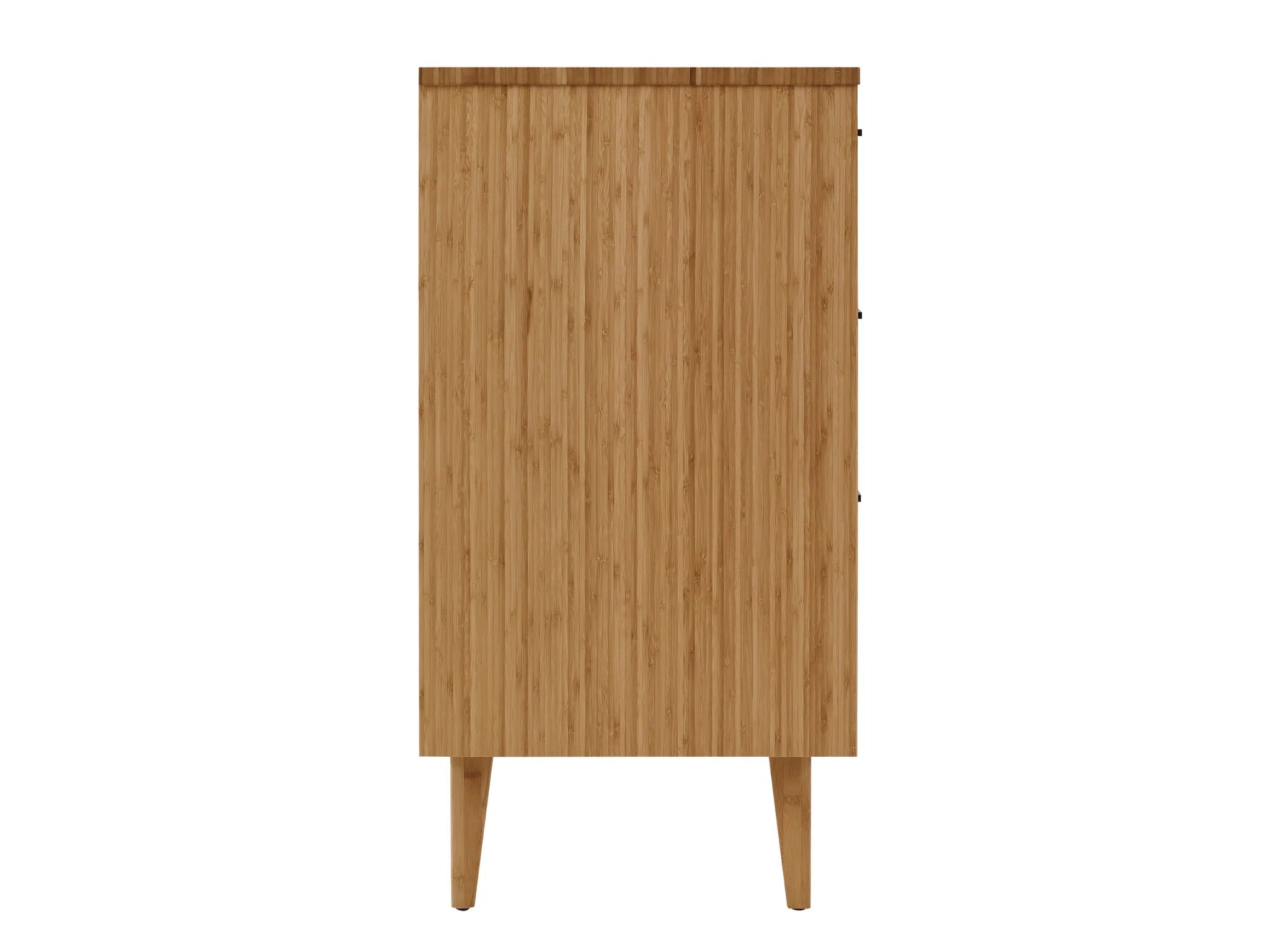 A sustainable Sienna Bamboo Low Dresser by Greenington, side view.