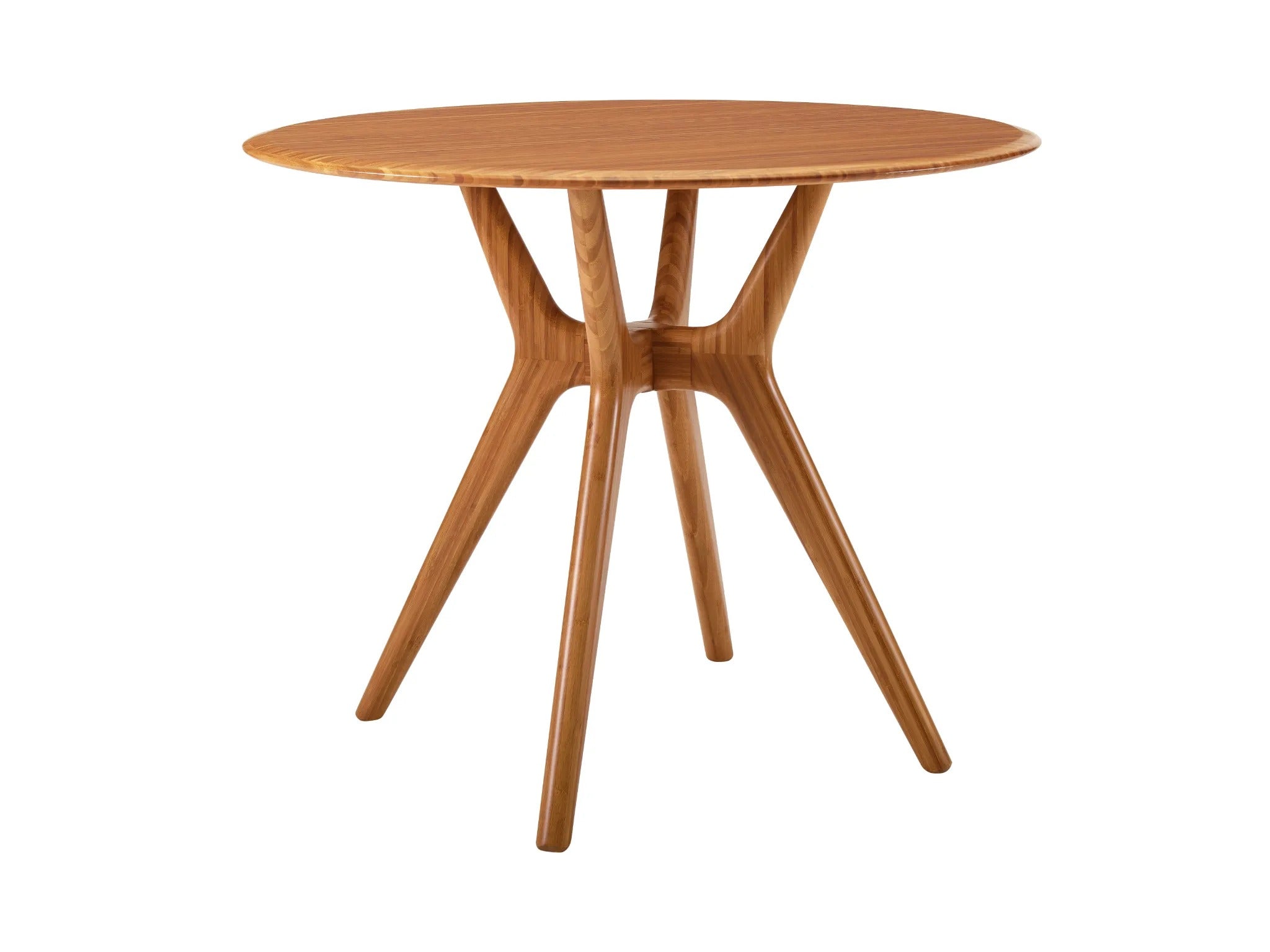An eco-friendly Sitka Bamboo Dining Table by Greenington, in amber color.