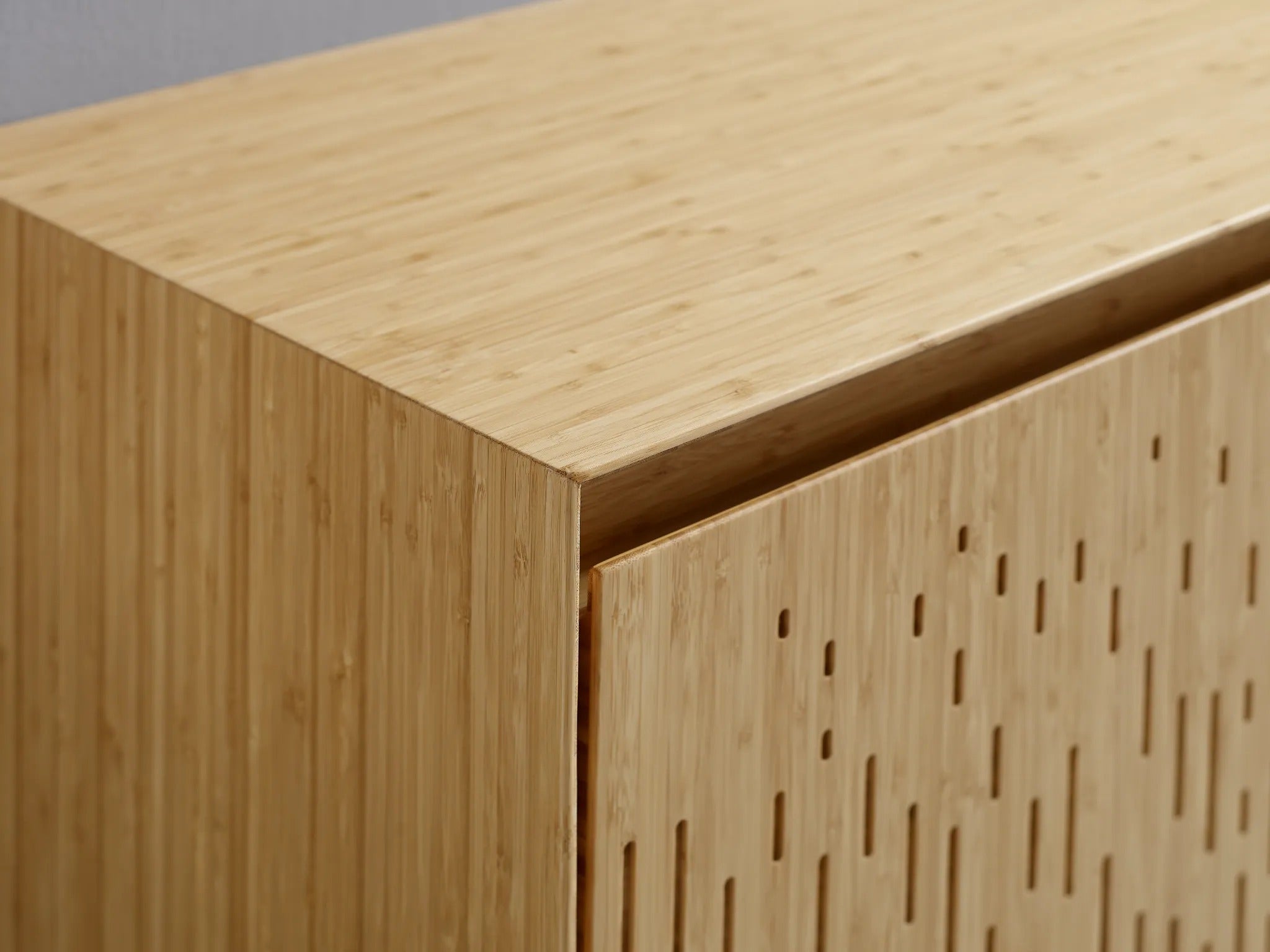 A sustainable Hanna Bamboo Console Sideboard by Greenington, detailed view.