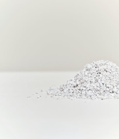 A pile of plastic waste that was used in the Matek eternity chair, by Mater.