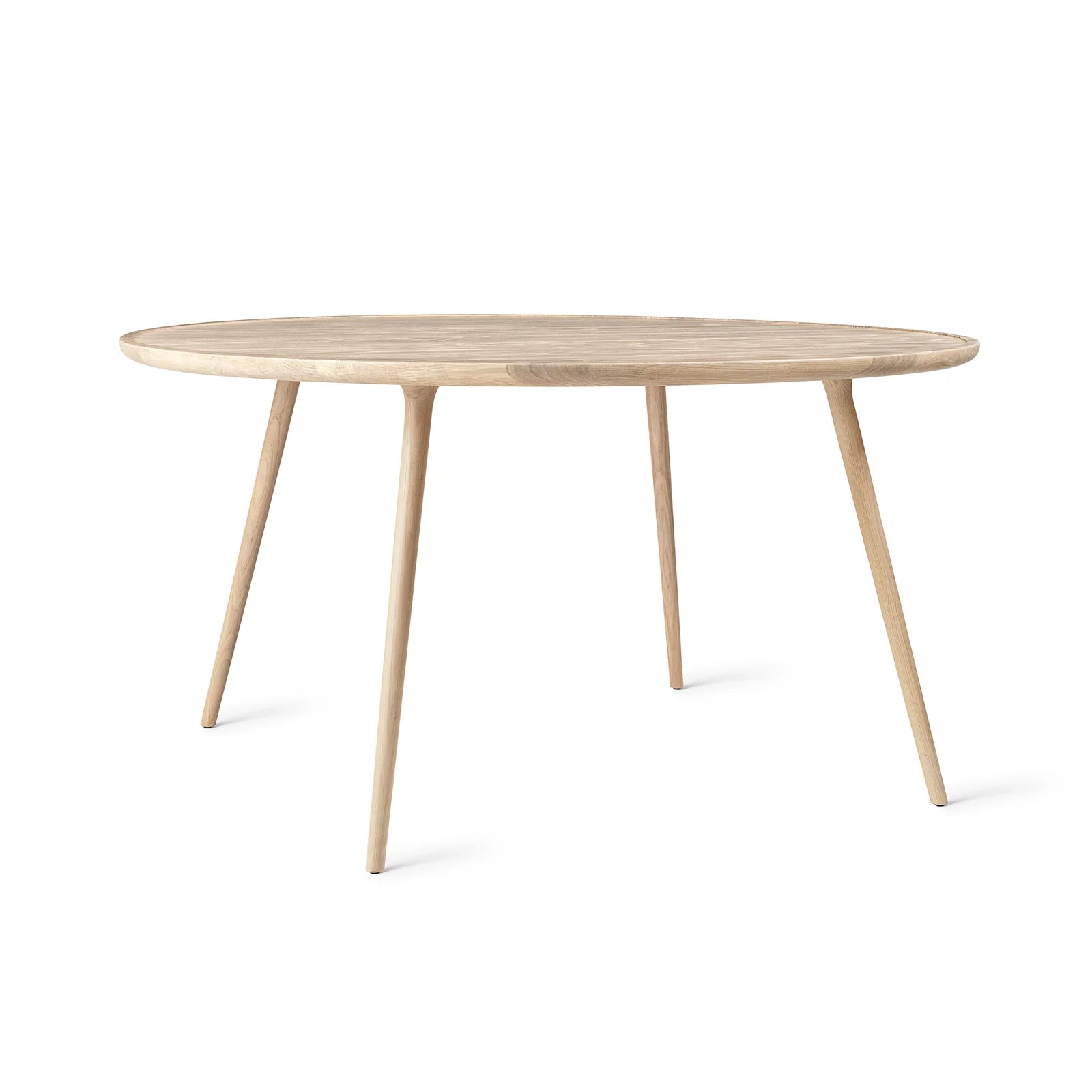 An eco-friendly matte white Accent dining table made of FSC-certified wood by Mater, in a large size.