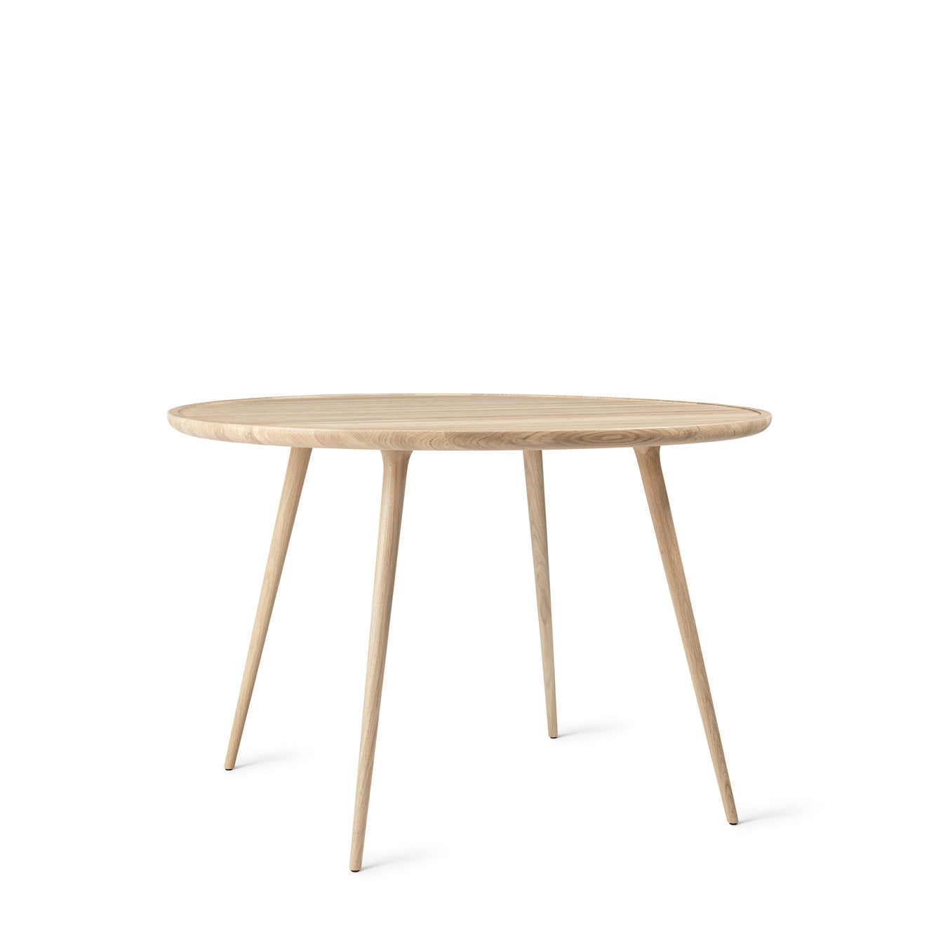 An eco-friendly matte white Accent dining table made of FSC-certified wood, by Mater.