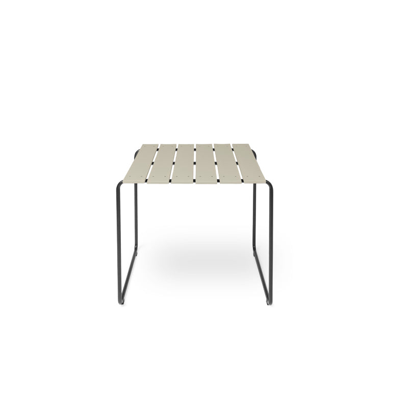 A Square Ocean Table made with recycled plastic by Mater, in black, close-up view.