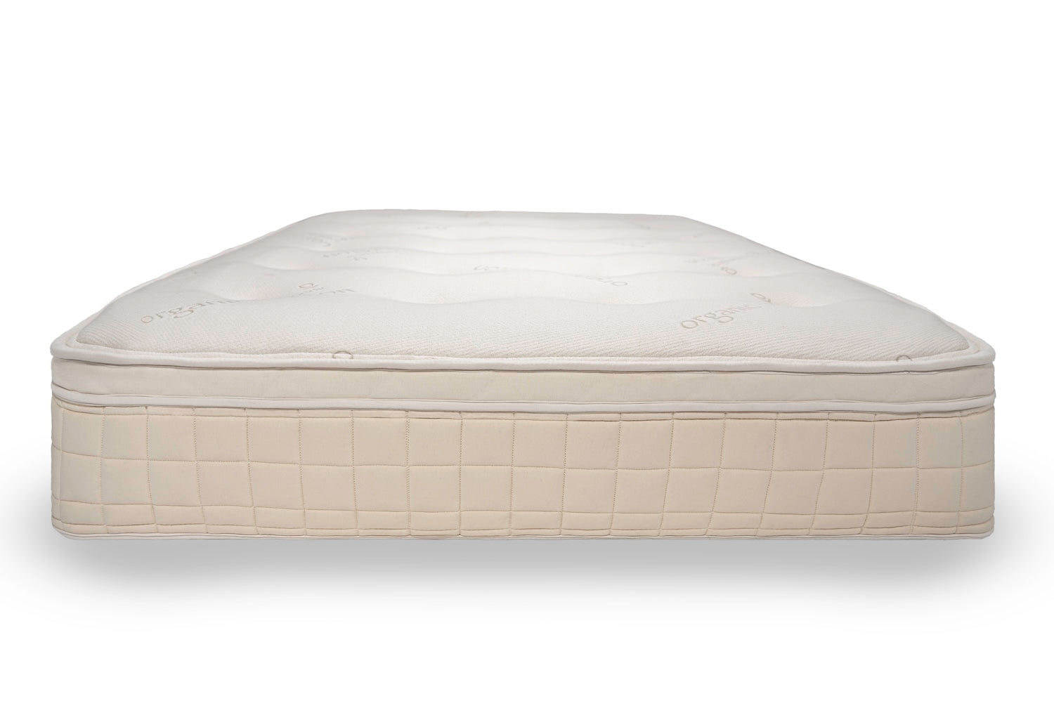 White pillow top mattress on a white background front