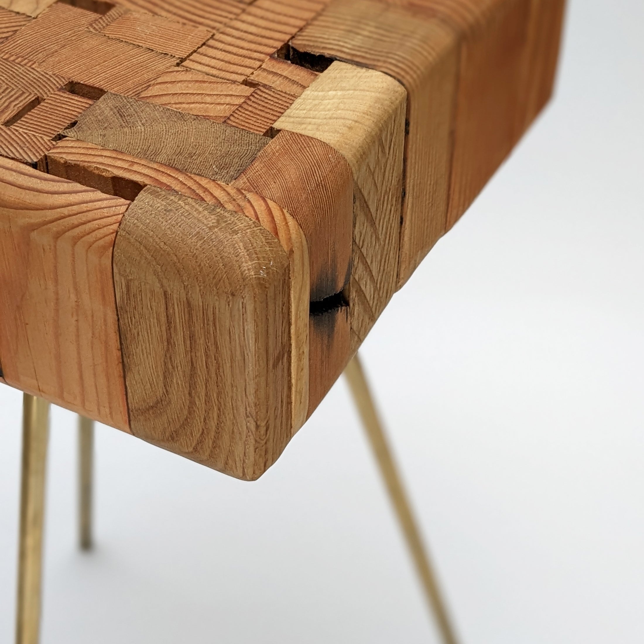 A close-up detail view of the handcrafted Assemblage Table by Formr.