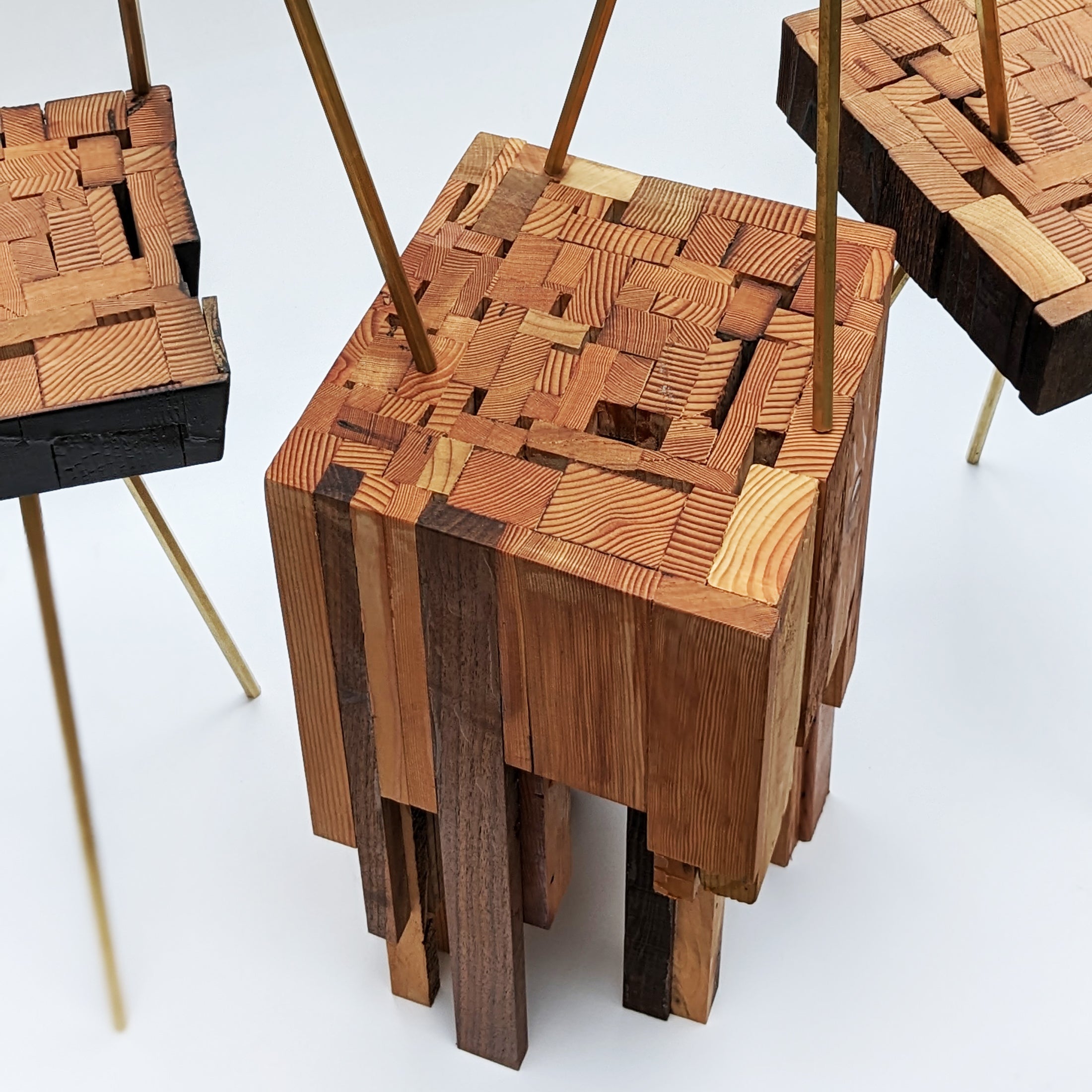 A handcrafted recycled wood Assemblage Side Table by Formr, in different styles.
